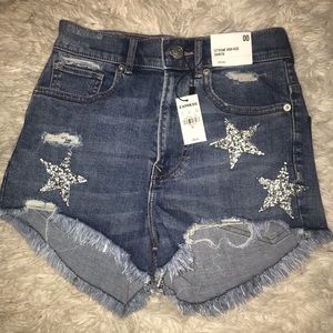 Brand new EXPRESS denim shorts (w/sequin stars)